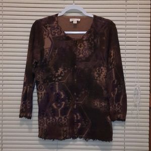 Coldwater Creek Cardigan Brown Aztec Print Sz M
